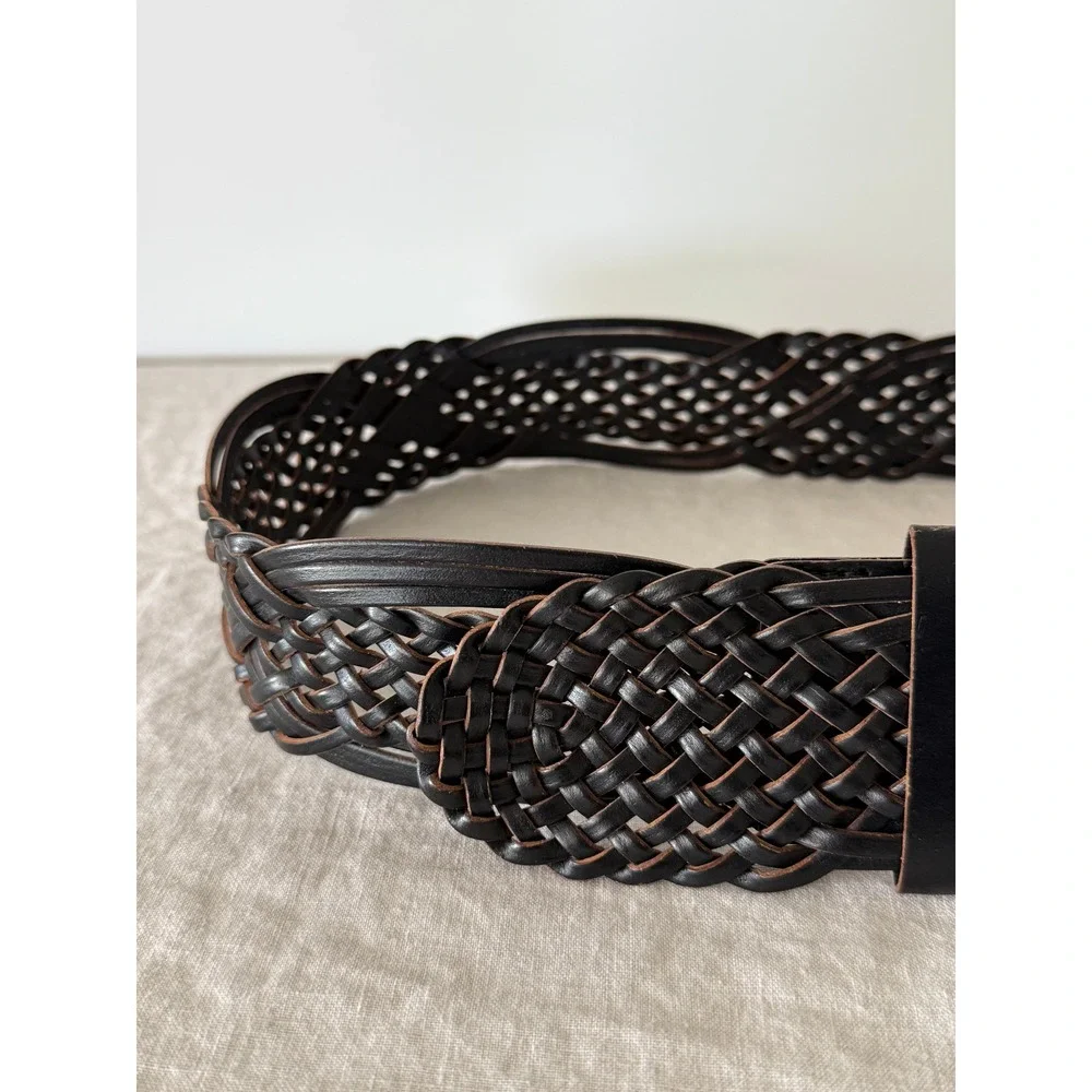 Braided Leather Belt XS Black Boho Western Wide Woven Accessory